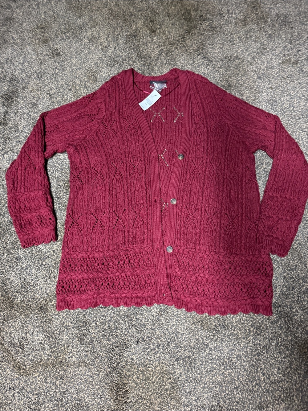Lane Bryant Wine Red Knit Button-Front Cardigan 18/20 18 20 Women’s New Burgundy